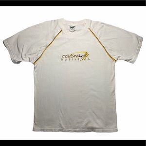 VINTAGE Colorado Buffaloes Shirt Adult Large White Brown Spell Out Football Mens